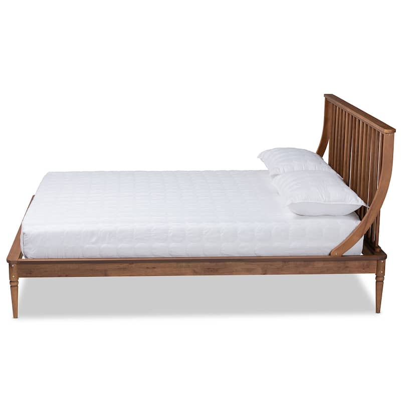 King Size Platform Bed - Walnut Brown Wood Bed Frame - Modern Transitional Design - Sturdy Bedroom Bed