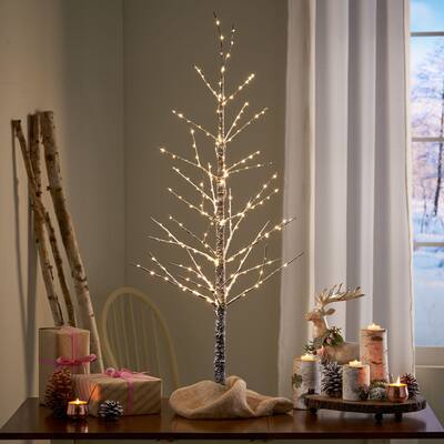 Naomi 4-foot Pre-Lit 228 Warm White LED Artificial Christmas Twig Tree by Christopher Knight Home