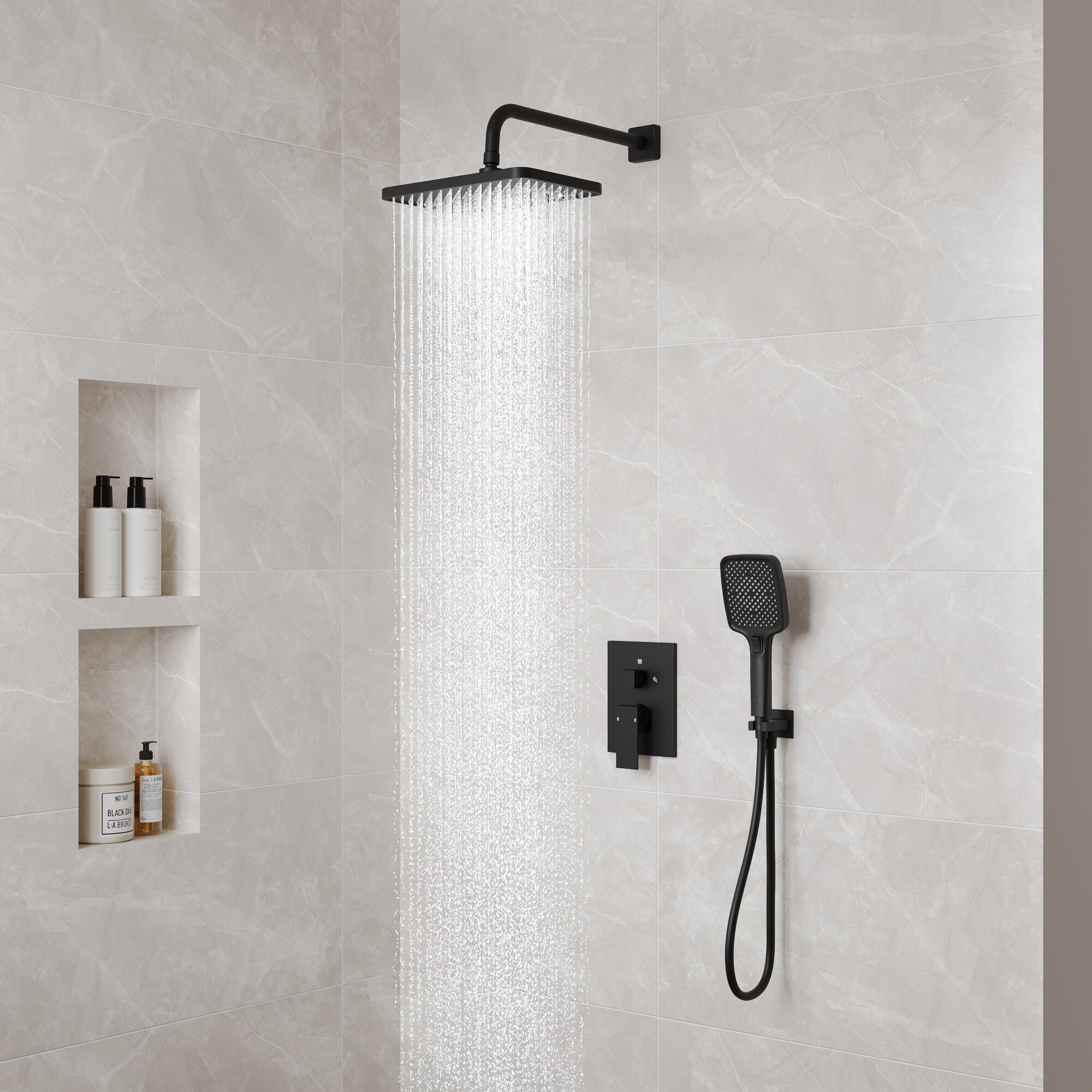 Bathroom Luxury 3-Function Shower Faucet Set Wall Mounted Rai