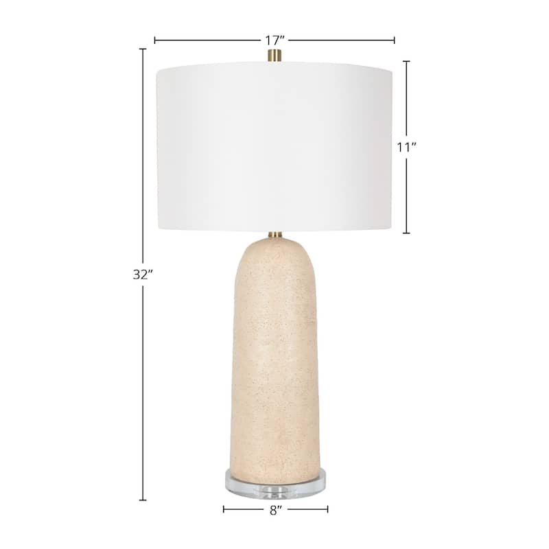 Polyresin 32" Table Lamp with Linen Shade, Yellowish Brown (Set of 2)