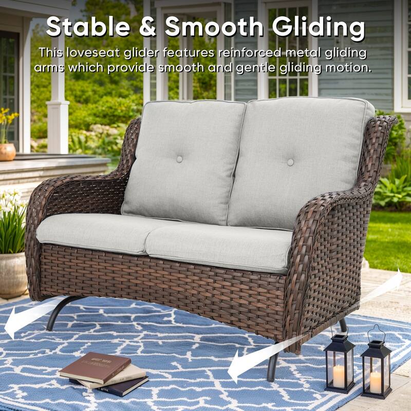 Patio Loveseat Wicker Sofa with Swivel Chair with Table