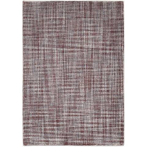 One of a Kind Hand-Tufted Modern 2' x 3' Geometric Wool Red Rug - 2' x 3'