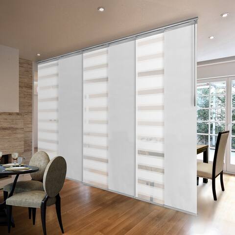 InStyleDesign 6-Panel Single Rail Panel Track Extendable 98"-130"W x 94"H, Panel width 23.5", Pier White, Crossover White