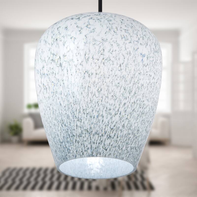 Carter River of Goods Black Metal and Glass 7.8-Inch Pendant Light with Adjustable Hanging Cord - 7.8" x 7.8" x 59.5"