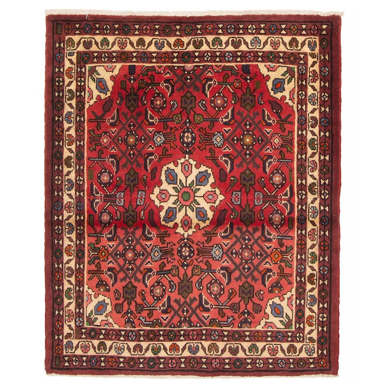 ECARPETGALLERY Hand-knotted Andelz Red Wool Rug - 3'7 x 4'7