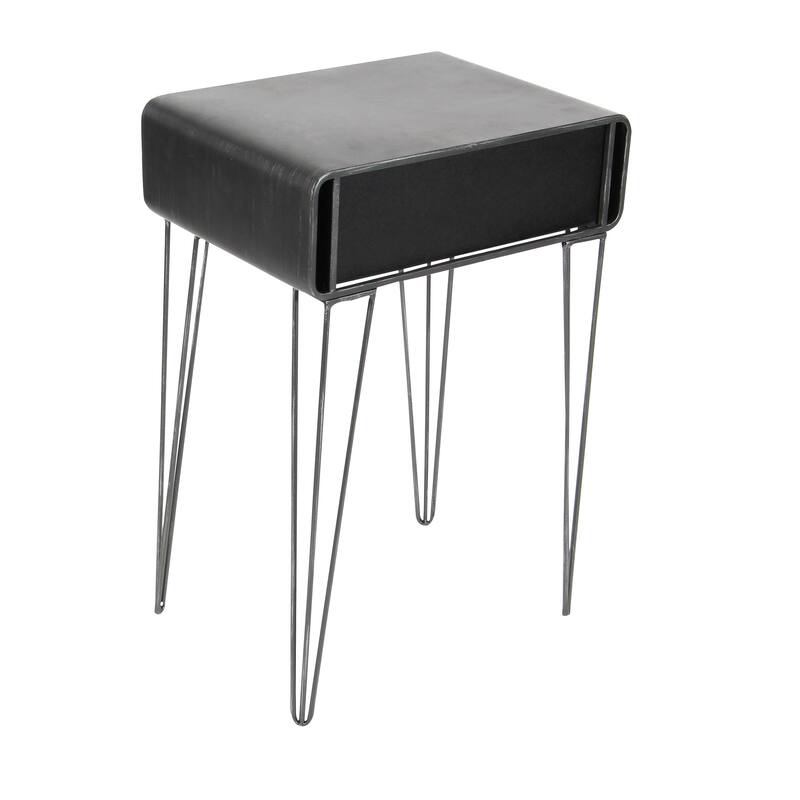 Black Metal Modern Accent Table - 12"W x 17"L x 26"H