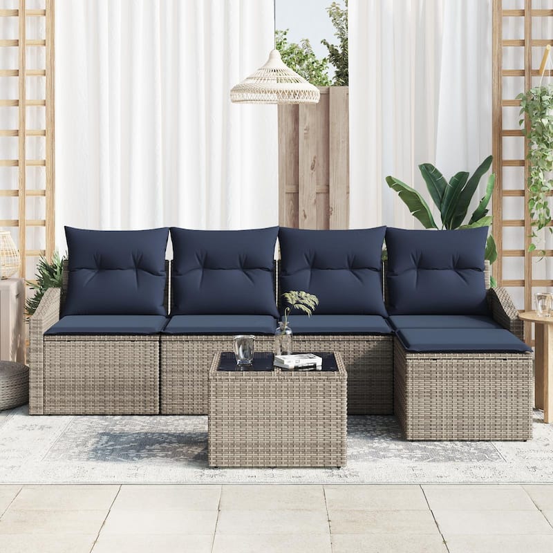 vidaXL 6 Piece Garden Sofa Set with Cushions - 91.7×46.1×27.2