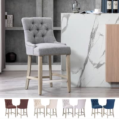 Carter 24" Upholstered Button Tufted Counter Bar Stool