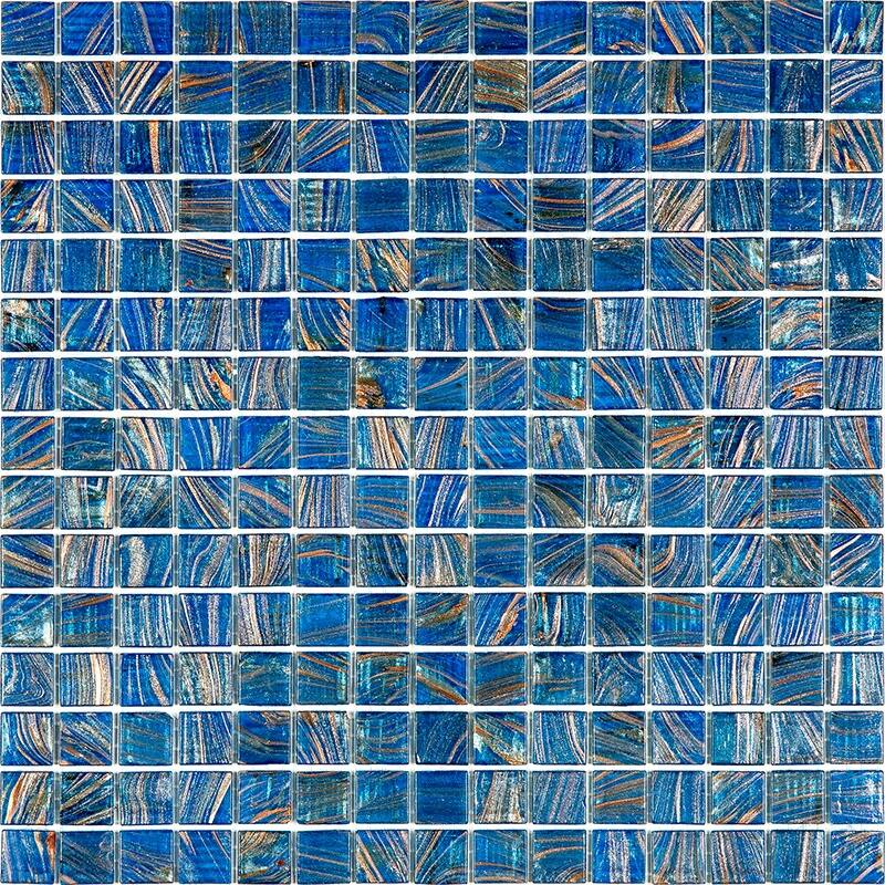 Celestial 12 in. x 12 in. Glossy Yale Blue and Gold Glass Mosaic Wall
