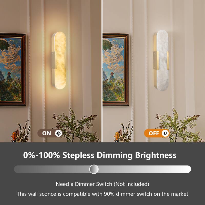 Natural Marble and Gold Wall Sconce Set of 2