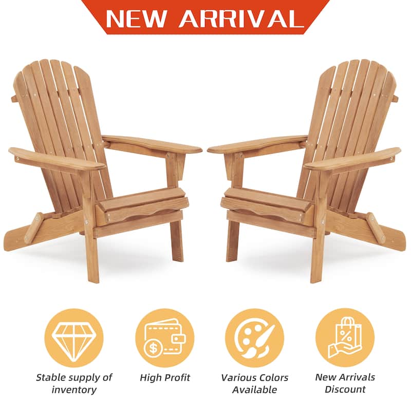 Set of 2 Wooden Outdoor Folding Adirondack Chair