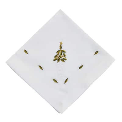 Embroidered Table Napkins With Topiary Design (Set of 4) - 20"x20"