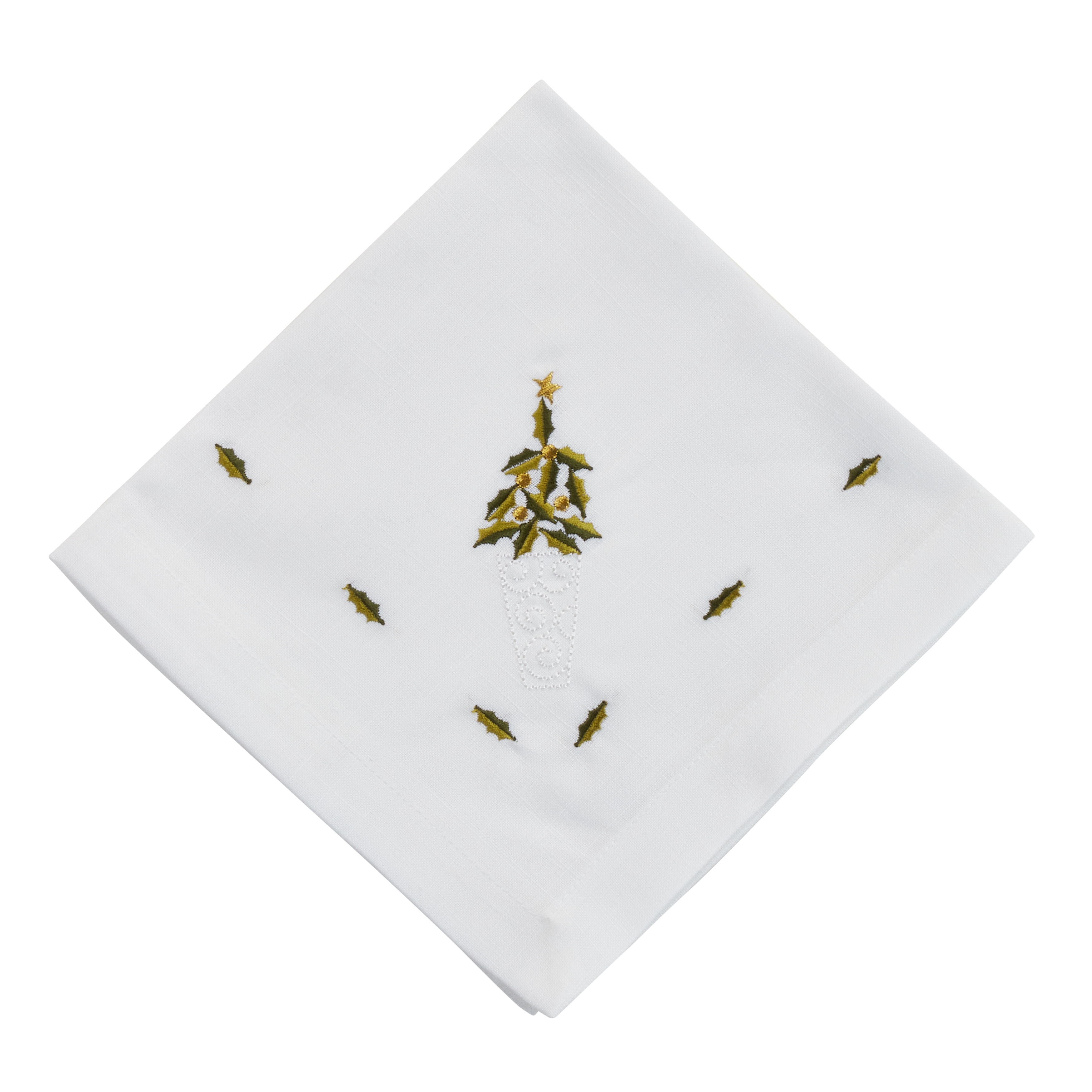Embroidered Table Napkins With Topiary Design (Set of 4) - 20"x20"