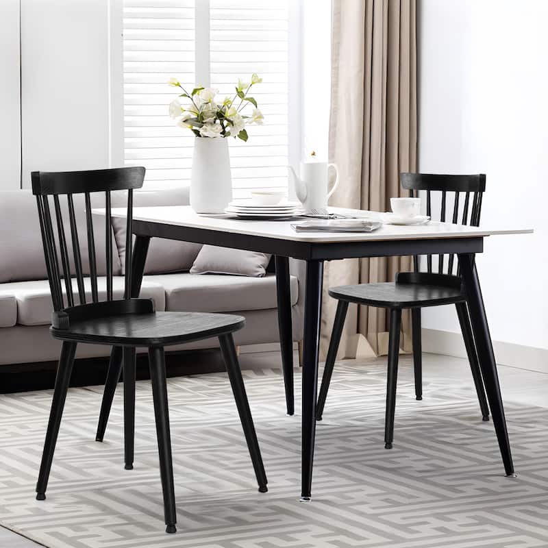 Farmhouse Windsor Dining Chairs with Spindle Back - 33.3"H x 17.4"W x 19.7"D