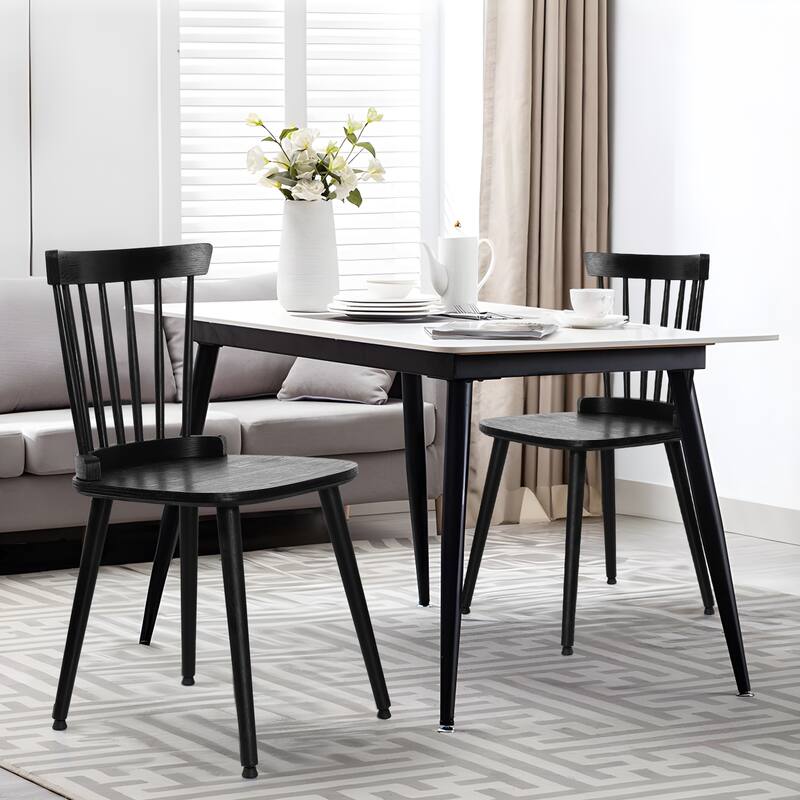 Farmhouse Spindle-Back Windsor Dining Chairs with Solid Wood
