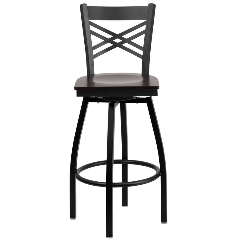 2 Pack ''X'' Back Swivel Metal Barstool - 16.5"W x 20.5"D x 44.5"H - 16.5"W x 20.5"D x 44.5"H