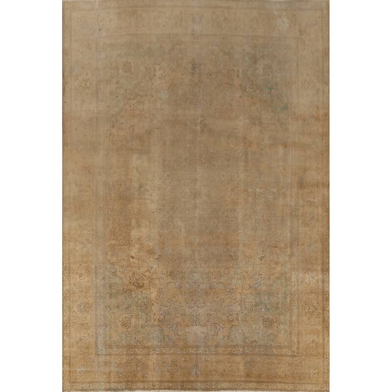 Hand Knotted Oriental 100% Wool Carpet Traditional Floral Oranges & Rust Tabriz Area Rug - 13' 0'' X 9' 9''