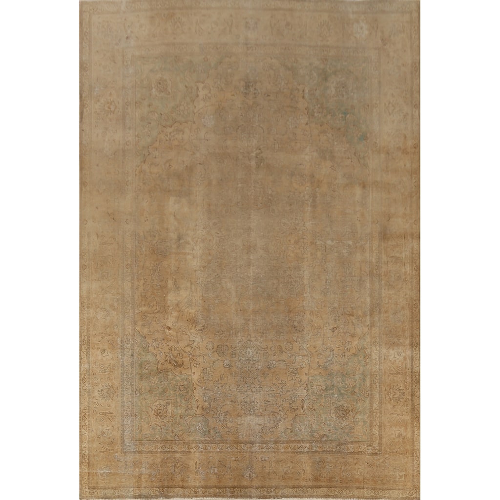 Hand Knotted Oriental 100% Wool Carpet Traditional Floral Oranges & Rust Tabriz Area Rug - 13' 0'' X 9' 9''
