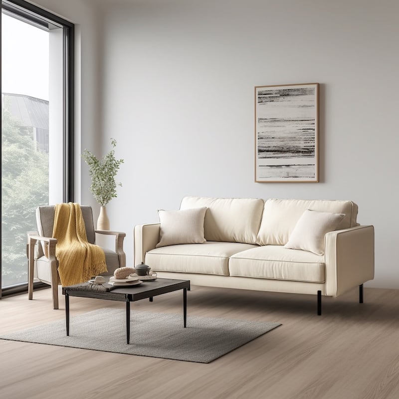 Barbett 70'' Linen Square Arm Sofa - Natural