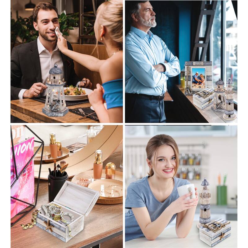 CoTa Global Silver Sea Nautical Collection - Handcrafted - 4 Pcs Set - 9.5″Lx7.5″Wx0.5″H