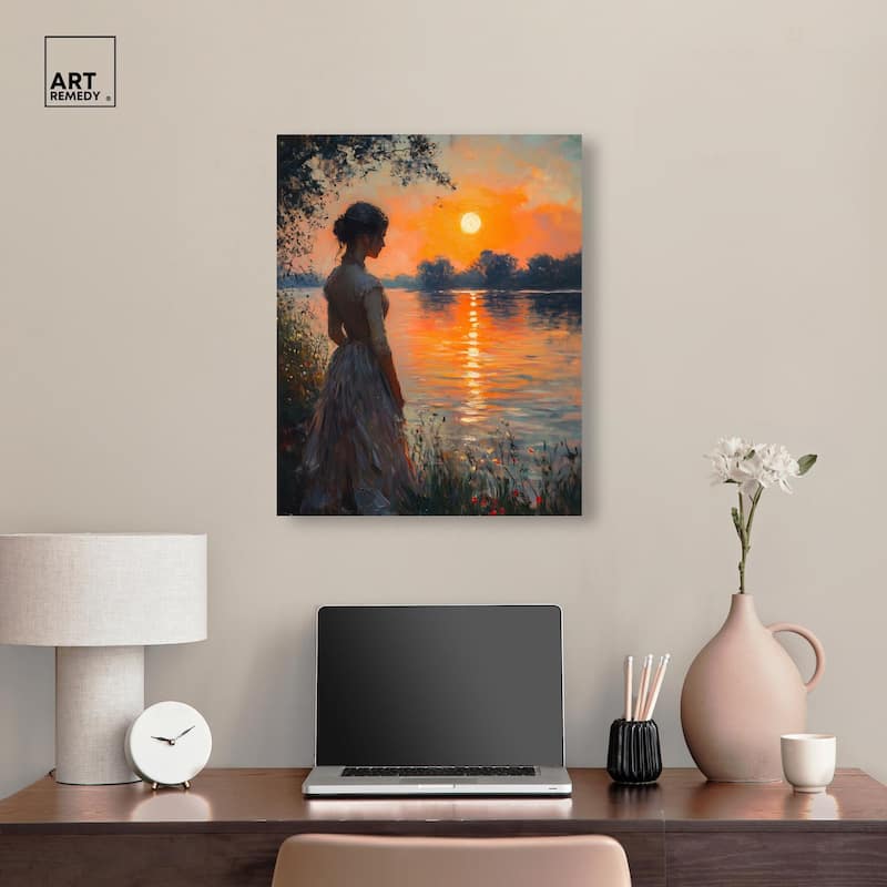 Sunset Pond Canvas by Art Remedy, Gallery Wrapped
