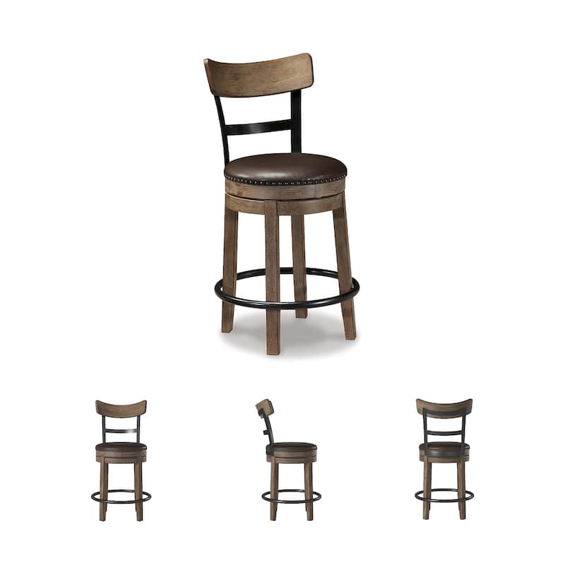 Signature Design by Ashley Sircar Light Brown Swivel Counter Height Bar Stool