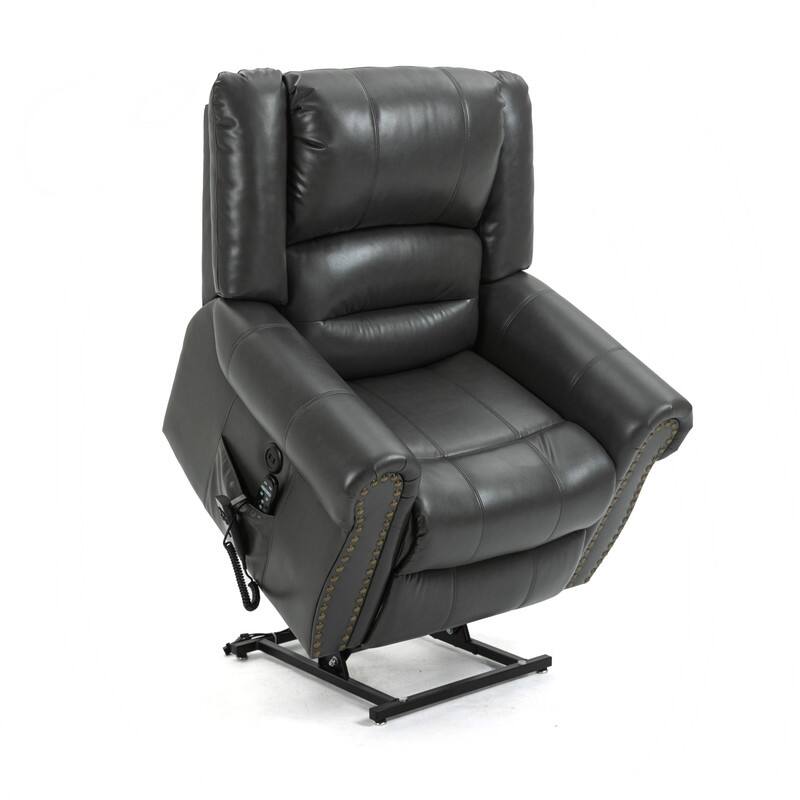 Upholstered Leather Power Lift Recliner with Massage, Heating Functions, USB Ports-Up to 350 LBS Capacity