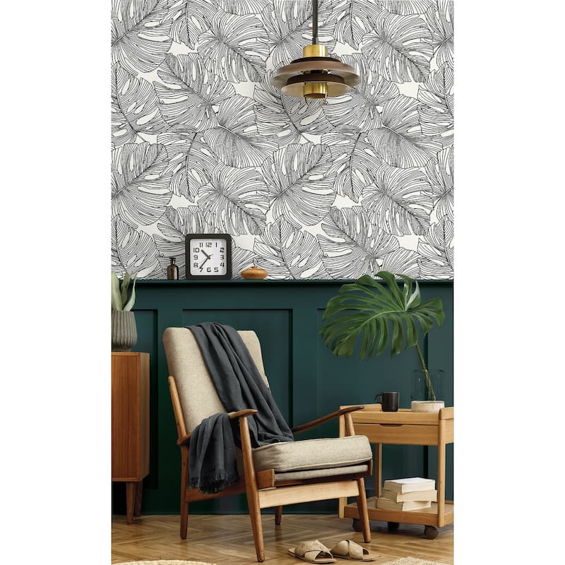 Seabrook Designs Tarra Monstera Leaf Unpasted Wallpaper