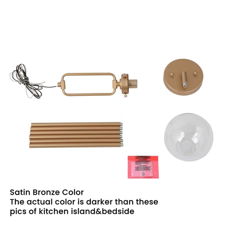 Rella Modern Contemporary Mini Kitchen Island Pendant Light with Globe Glass - Satin Bronze - D5" x H12.5"