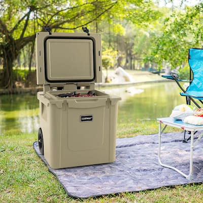 45 QT Rolling Cooler w/ Wheels Wheeled Insulated Ice Chest