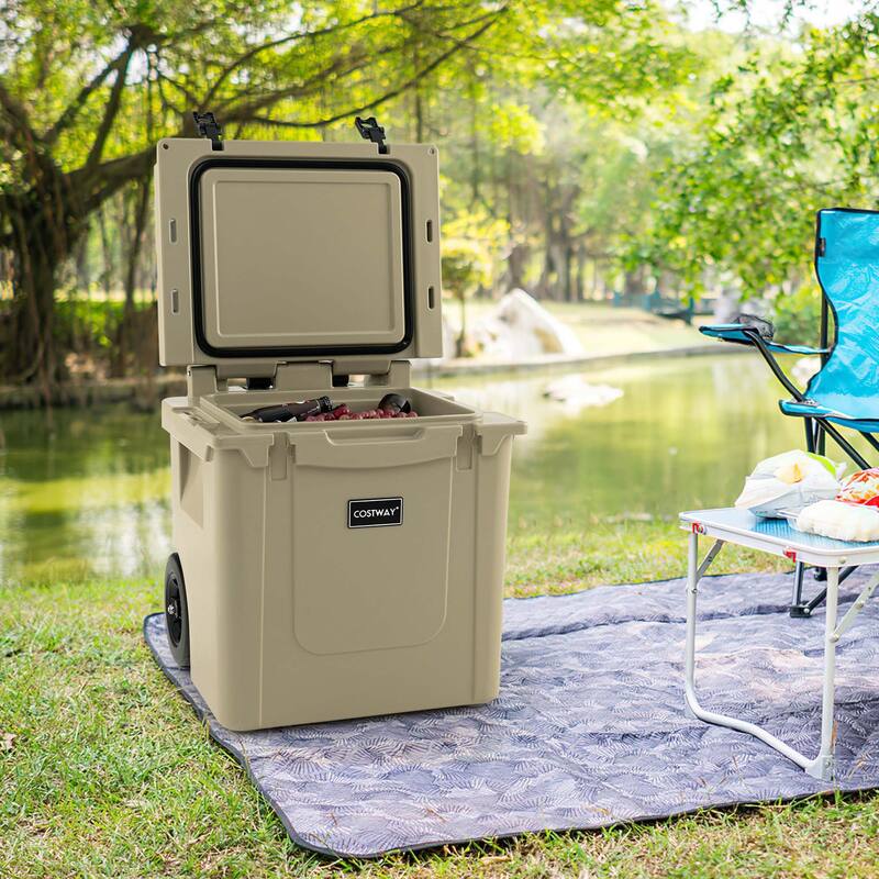 Costway 45 Quart Cooler Towable Ice Chest w/ All-Terrain Wheels - See Details