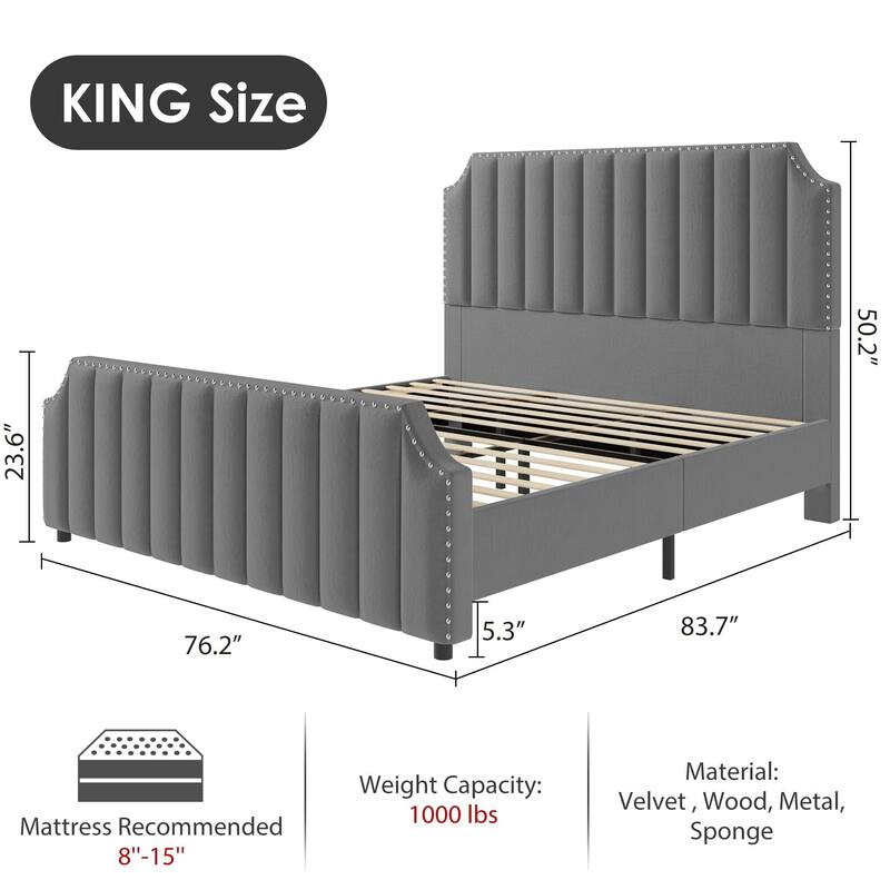 Platform Bed Frame with 50.2" Headboard