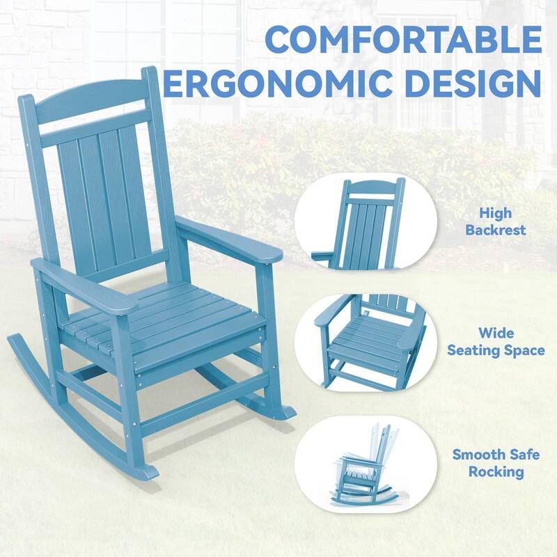High-Back Oversized Plastic Rocking Chair –Stable & Smooth Glide