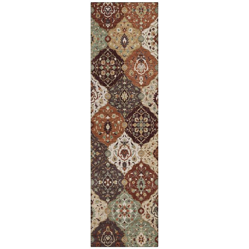 Machine Washable Indoor/ Outdoor Traditional Panel Chantille Rug