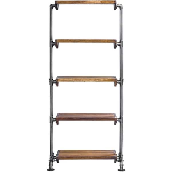 slide 2 of 5, Uttermost Rhordyn 30" Wide Five Shelf Iron and Wood Utility Shelf Natural