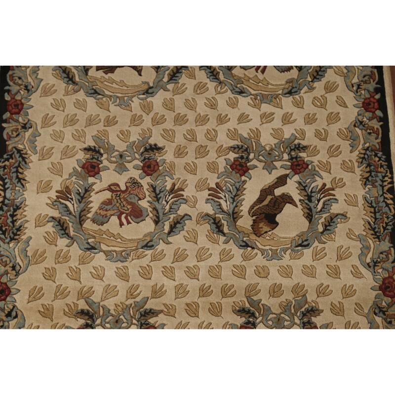 Animal Pictorial Aubusson Indian Area Rug Hand-Tufted Wool Carpet - 5'0" x 8'0"