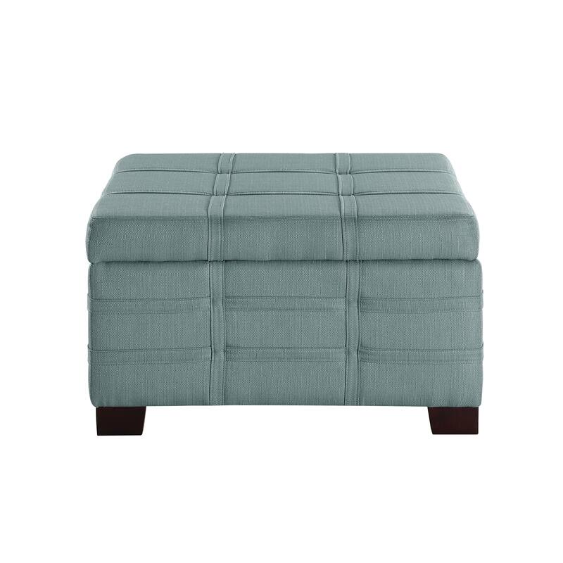 Detour Strap Square Storage Ottoman in Faux Leather