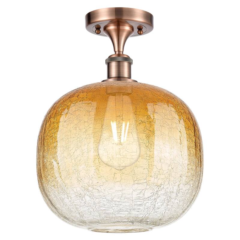 Innovations Lighting Endless Possibilities Ballston - Brookhaven Sphere - 1 Light 11" Semi-Flush Mount - Antique Copper/Amber