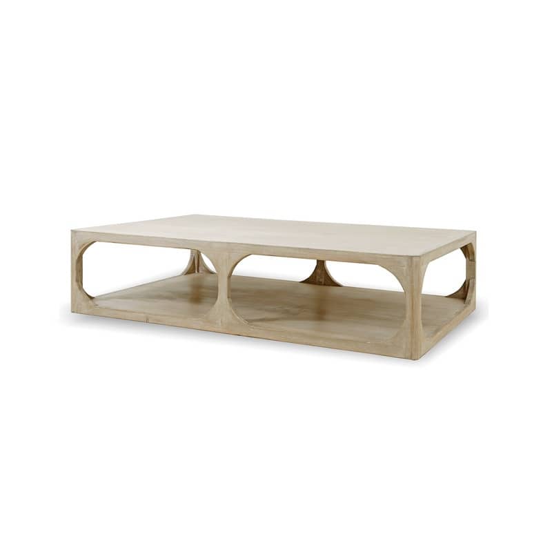 Artissance Reclaimed Wood Peking Ming Coffee Table, Large, 67 Inch Long, Weathered White Wash