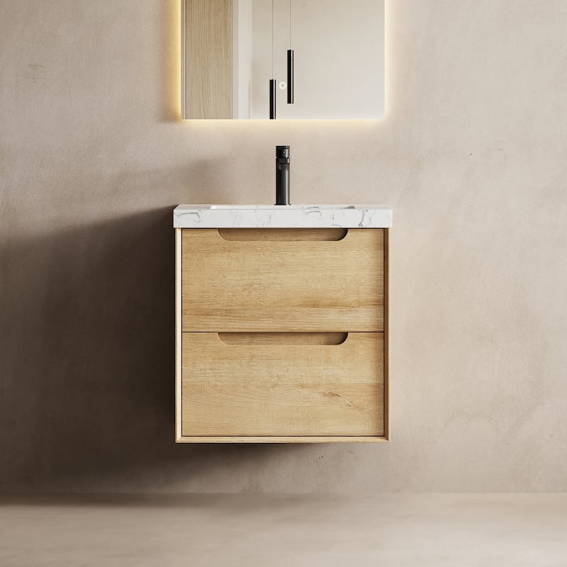 Prismis 24" 30" Wall-Mount Premium Bathroom Vanity with Upgraded Top - 24 in. Vanity
