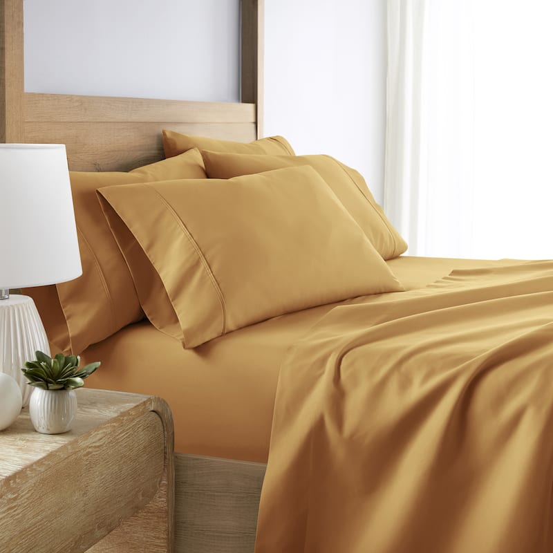 Becky Cameron Double Brushed Deep Pocket 6 Piece Sheet Set - Twin Extra Long - Gold