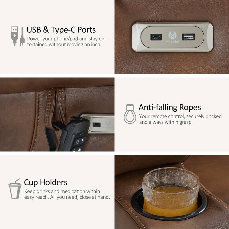 MCombo 180° Lay Flat Power Lift Recliner Chair for Elderly, Dual Motor Lift Chair with Full-Body Heating for Sleeping