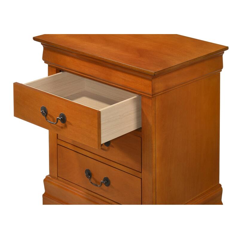 3-Drawer Oak Nightstand with English Dovetail Drawers, 29 Inch Durable Wood Bedside Storage Table
