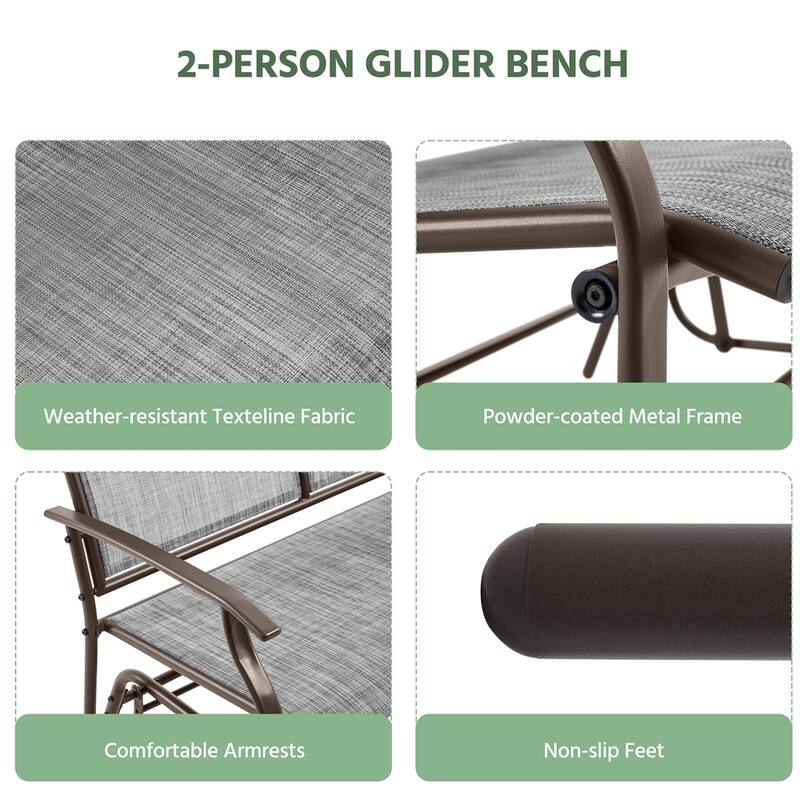 Yaheetech 2-Person Patio Glider Bench Swing Glider Chair