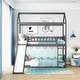 preview thumbnail 11 of 23, Modern Roof Design Twin over Twin Solid Pine Wood Bunk Bed with Full Length Guardrail, Side Ladder and Slide