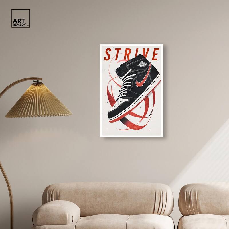 Red Ribbon Sneaker Canvas by Art Remedy, Gallery Wrapped