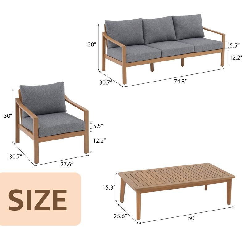 Outdoor 4 Piece Wooden Chair Set With Table