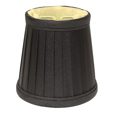 HomeRoots 4" Black and Gold Set of 6 Slanted Pleat Chandelier Silk Lampshades - 4