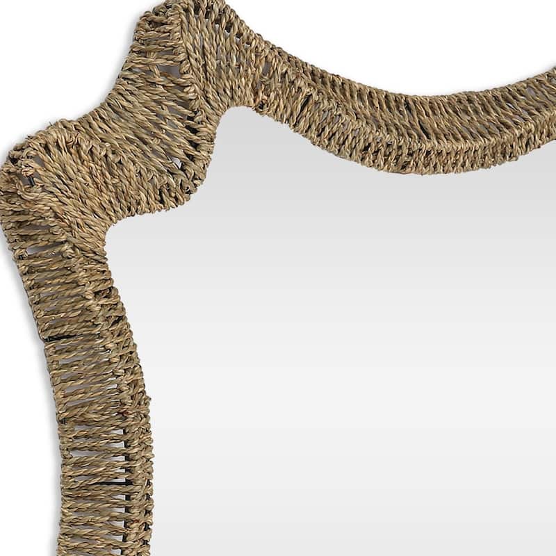 HomeRoots 38" Brown Abstract Floating Rope Framed Accent Mirror - 36.50 in. x 38.00 in. x 2.00 in.