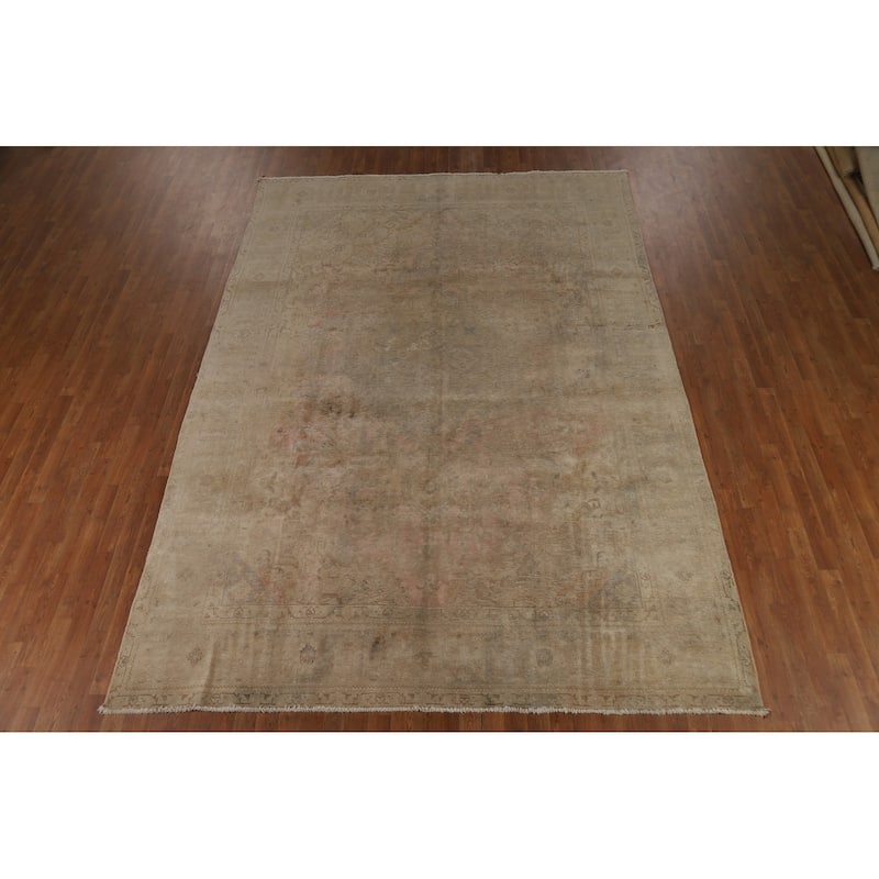 Medallion Geometric Tabriz Persian Vintage Rug Handmade Wool Carpet - 8'2" x 11'4"